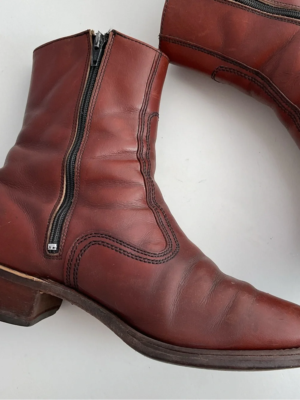 Handmade Brown Leather Side Zipper Ankle Boots #232/3065 Men’s Size 10.5 D